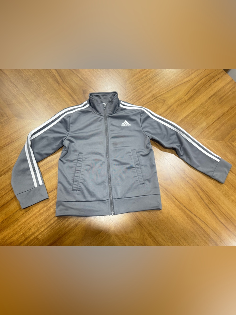 Gray Adidas Kids Full Zip Bomber Jacket - Size Small (8)